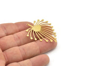 Brass Dandelion Charm, 6 Raw Brass Taraxacum Charms With 1 Loop (44x32x0.80mm) SMP1242