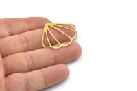 Brass Shell Charm, 4 Raw Brass Sea Shell Charms With 1 Loop, Earring Findings (30x33x0.80mm) SMP1243
