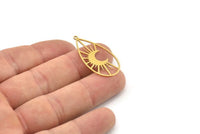 Brass Moon Charm, 4 Raw Brass Drop Charms, Crescent Moon Charms With 1 Loop (34x17x0.60mm) SMP1244