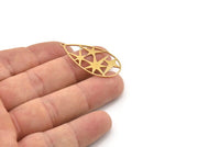 Brass Star Charm, 4 Raw Brass Drop Charms, Star Charms With 1 Loop (36x18x0.60mm) SMP1250