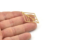Brass Leaf Charm, 4 Raw Brass Leaf Earrings, Diamond Charms, Leaf Jewelry, Leaf Pendants With 1 Loop, Charm Earrings (40x26x0.80mm) SMP1248