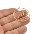 Brass Bat Charm, 2 Raw Brass Bat Charms With 1 Loop, Bat And Moon Charms (37x34x0.80mm) SMP1256