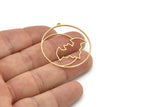 Brass Bat Charm, 2 Raw Brass Bat Charms With 1 Loop, Bat And Moon Charms (37x34x0.80mm) SMP1256