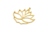 Brass Flower Charm, 4 Raw Brass Lotus Flower Charms With 1 Loop, Findings (32x31x0.60mm) SMP1259