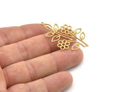 Brass Leaf Charm, 4 Raw Brass Flower Earrings, Flower Charms, Leaf Jewelry, Leaf Pendants With 1 Loop, Charm Earrings (42x26x0.60mm) SMP1257