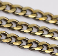 Faceted Raw Brass Soldered Chain (8x5.5 mm) 1 Meter -3.3 Feet W32