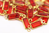 Red Lucite Connector, 100 Lucite With Brass Frame Caged Connectors (16x5.50mm) L36