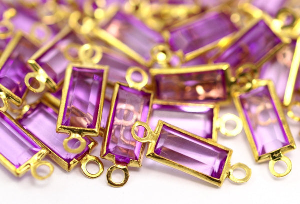 Purple Lucite Connector, 100 Lucite With Brass Frame Caged Connectors 16x5.50 Mm L37