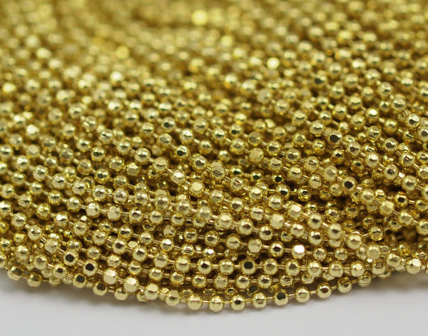 5 Meters - 16.5 Feet (1.2 mm) Raw Brass Faceted Ball Chains ba1.2 ( Z020 )