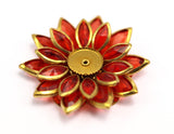 Red Lucite And Brass Frame Caged Chrysanthemum Flatback Setting With 10 Mm Cabochon Base -  40 Mm Lb06