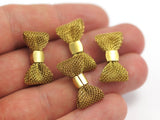 Wire Mesh Bow, 10 Raw Brass Wire Mesh Bow Findings (23x12mm) D007--C049