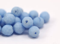 24 Pcs Czech Glass Ice Blue 9 Mm Faceted Beads Cf-03