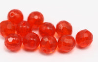 10 Red Czech Glass 12 Mm Faceted Beads Cf-11