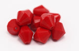 10 Red Czech Glass 11 Mm Faceted Cubic Beads Cf-14