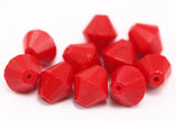 10 Red Czech Glass 11 Mm Faceted Cubic Beads Cf-14