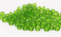 24 Pistachio Green Czech Glass Rondelle Faceted Beads Cf-09