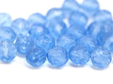 Vintage Faceted Bead, 10 Vintage Blue Czech Glass Round Faceted Beads Cf-93