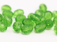 Vintage Faceted Bead, 10 Vintage Pistachio Green Czech Glass Faceted Beads Cf-94