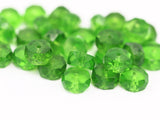 10 Vintage Pistachio Green Czech Glass Rondelle Faceted Beads Cf-97