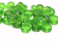 10 Vintage Pistachio Green Czech Glass Rondelle Faceted Beads Cf-97