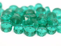 10 Vintage Sea Green Czech Glass Rondelle Faceted Beads Cf-70