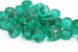 Vintage Faceted Bead, 10 Vintage Sea Green Czech Glass Rondelle Faceted Beads Cf-70