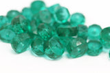 10 Vintage Sea Green Czech Glass Rondelle Faceted Beads Cf-70