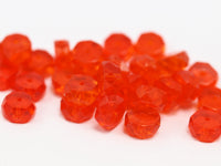10 Vintage Red Czech Glass Rondelle Faceted Beads Cf-71