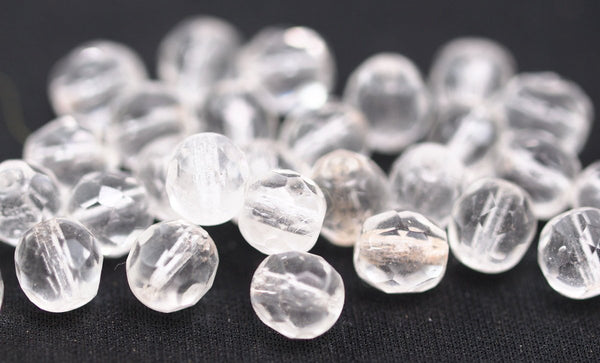 Vintage Clear Bead, 10 Vintage Clear Czech Glass Faceted Beads Cf-74