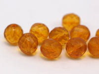 10 Vintage Citrine Czech Glass Round Faceted Beads Cf-66