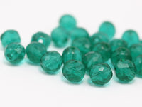 Vintage Sea Green Bead, 10 Vintage Sea Green Czech Glass Round Faceted Beads CF54