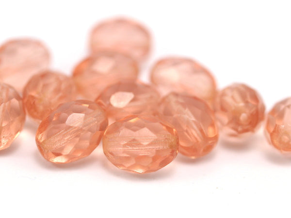 10 Vintage Peach Czech Glass Faceted Beads Cf-45