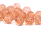 10 Vintage Peach Czech Glass Faceted Beads Cf-48