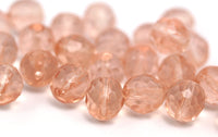 10 Vintage Peach Czech Glass Round Faceted Beads Cf-98