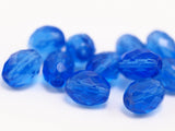5 Vintage Deep Blue Czech Glass Faceted Beads Cf-80