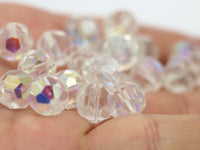 5 Vintage Clear Czech Glass Round Faceted Beads Cf-53