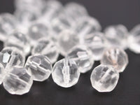 Vintage Glass Beads, 10 Vintage Clear Czech Glass Round Faceted Beads Cf-47