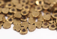 Brass Heart Bead, 100 Raw Brass Heart Settings  (4mm) F071