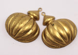 Vintage Pumpkin Pendant, 2 Vintage Brass Pendant, Charms (27x23mm)