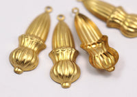 Vintage Cabochon Brass, 2 Vintage Brass Pendants, Charms (34x12mm)
