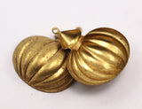 Vintage Pumpkin Pendant, 2 Vintage Brass Pendant, Charms (27x23mm)