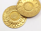 Vintage Brass Sunflower Pendant 31 Mm
