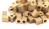 15 Raw Brass Square Cube Beads, End Caps (6x5 Mm) A0684