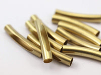 20 Raw Brass Curved Tube Findings (40 X 7 Mm) A0726