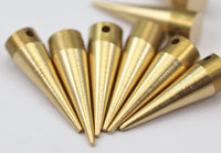 Raw Brass Spike, 20 Raw Brass Spike Tribal Pendants (24x7mm)