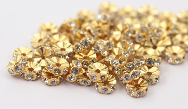 12 Vintage Gold Swarovski Rondelle Beads ( 7.5x3 Mm ) D0080 Y276