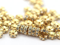 12 Vintage Gold Swarovski Rondelle Beads  ( 7.5x3 Mm ) Y276