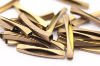 Square Curved Tube, 40 Raw Brass Square Curved Tube Findings (30x4mm)  A0709