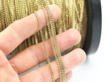 10 M. Faceted Raw Brass Soldered Curb Chain (2x3.2 mm)