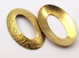 Brass Flower Textured, 10 Raw Brass Flower Textured Oval Connector Findings  (32x21mm)   D103--C021